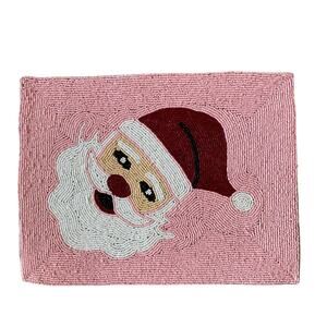 Tiramisu Pinkmas Santa Beaded Placemat 16x12 Christmas Holiday NEW